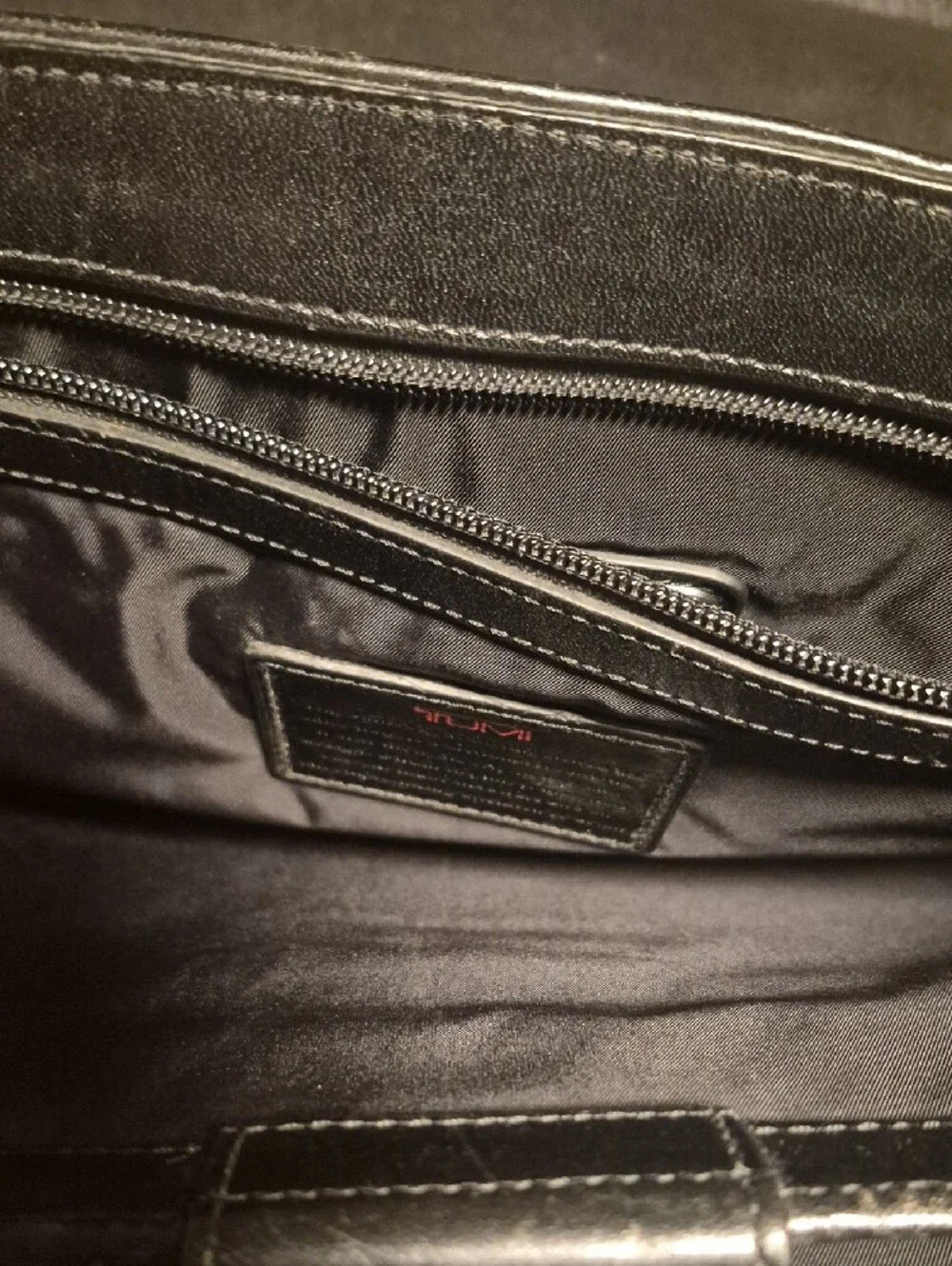 Tumi Black Men's Leather & Nylon Briefcase with Shoulder Strap